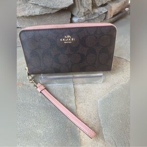 Coach Brown and Pink Wristlet